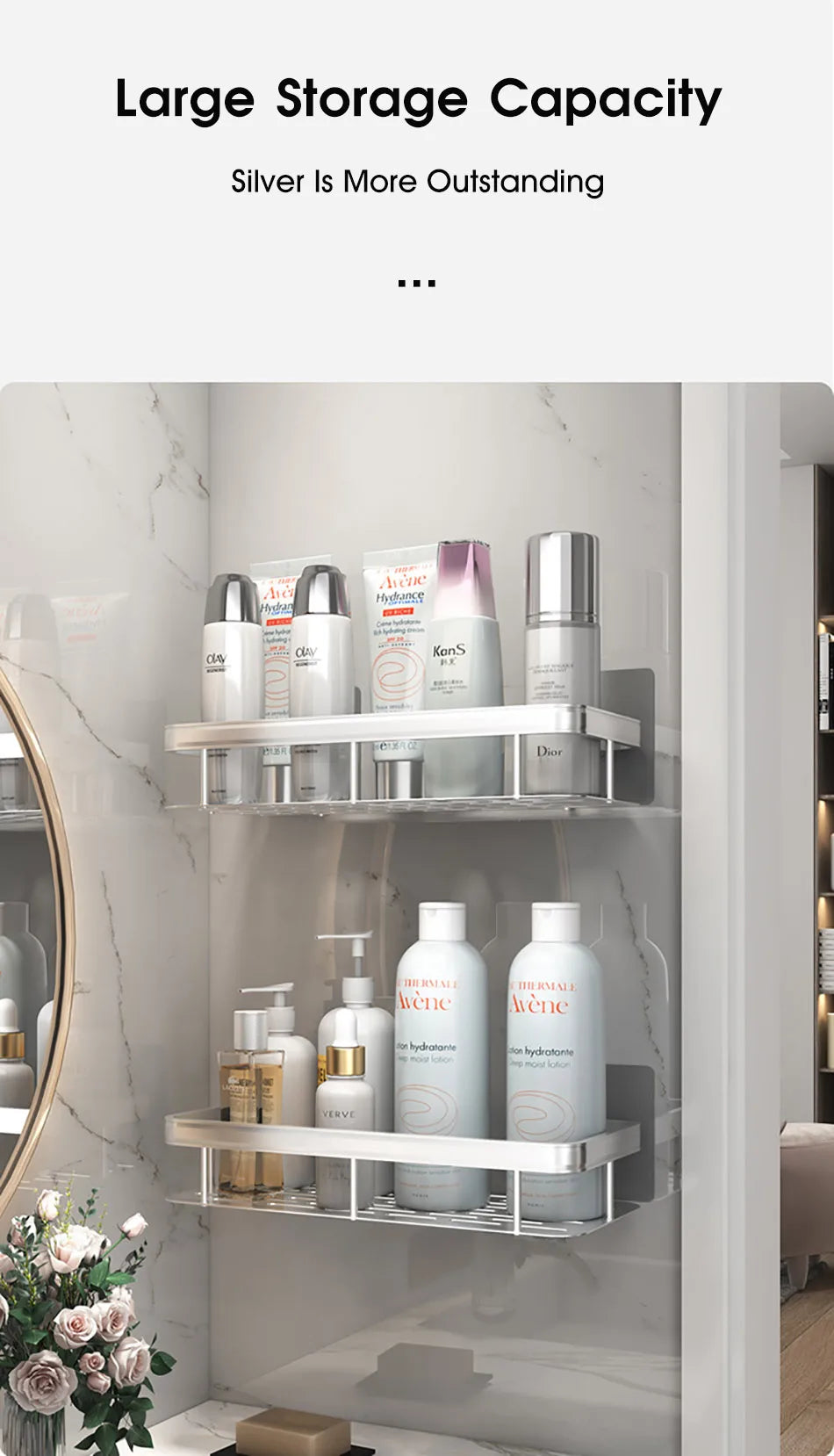 Bathroom Storage Rack No Drill Shelves Wall Mount Corner Shelf Shower Holder For WC Shampoo Organizer Bathroom Accessories