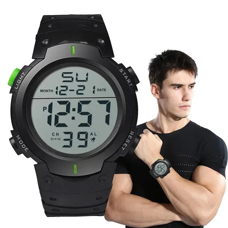 Men's Sport LED Digital Watch, Multi-Function Rubber Fitness Athlete Electronic Clock