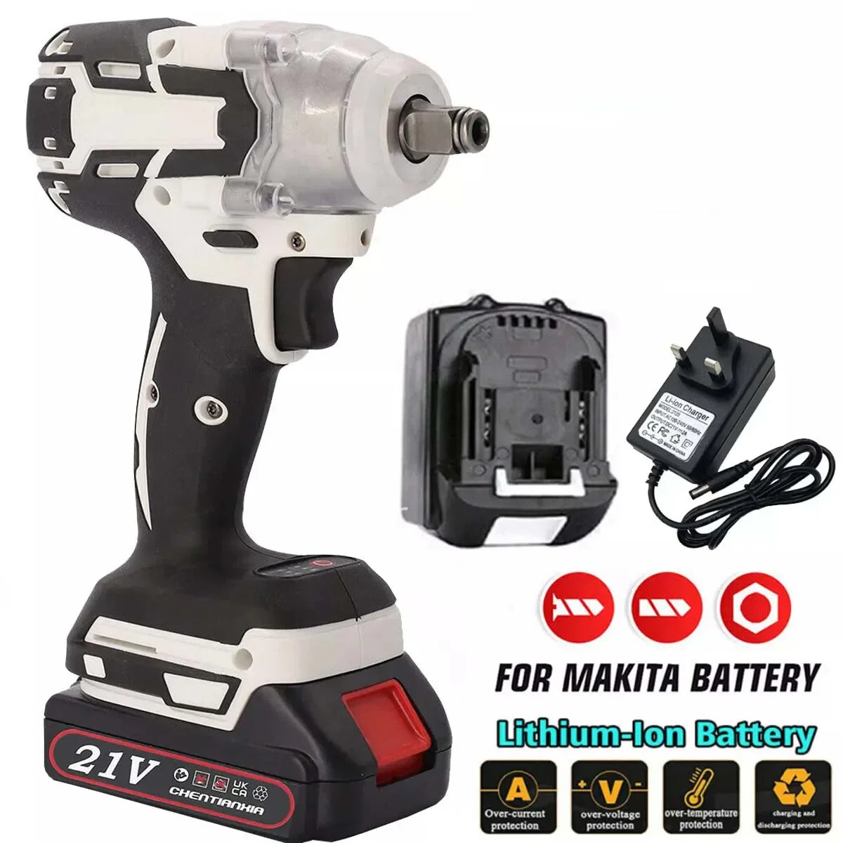Cordless Electric Impact Wrench Set 380NM — Li-ion Battery High Power Driver with Toolbox