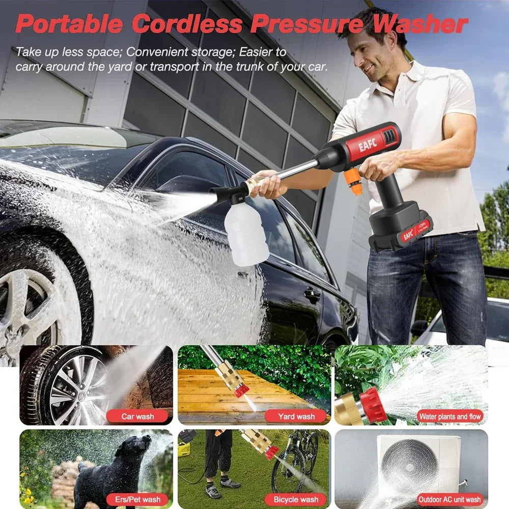 EAFC 60Bar Cordless Electric Pressure Washer — Self-Priming Foam Gun for Car & Garden