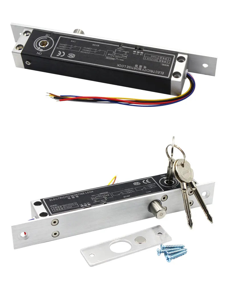 12V Fail Secure Electric Drop Bolt Lock for Electronic Door Access Control System Deadbolt Lock with Mechanical Key Time Delay