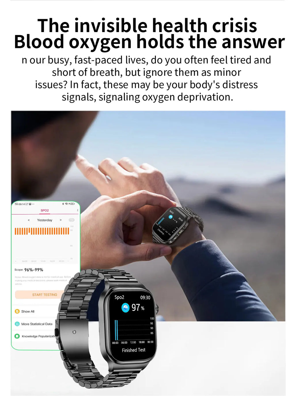 AMOLED Health Smartwatch with ECG, Blood Oxygen, Blood Pressure & Body Fat Tracking