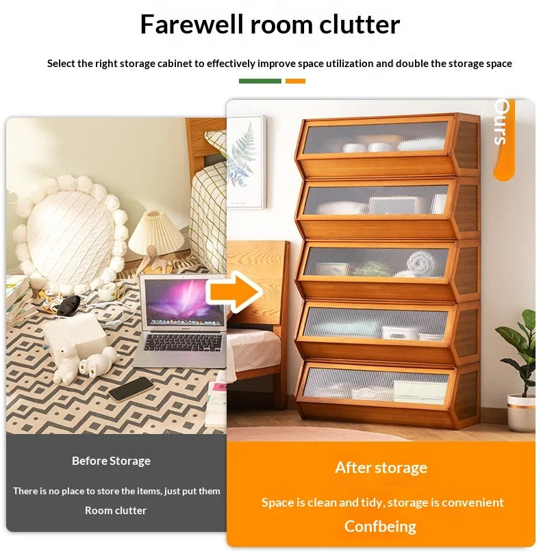 Modern Storage Cabinet Bookcase – Display Dresser with Adjustable Shelves & Doors