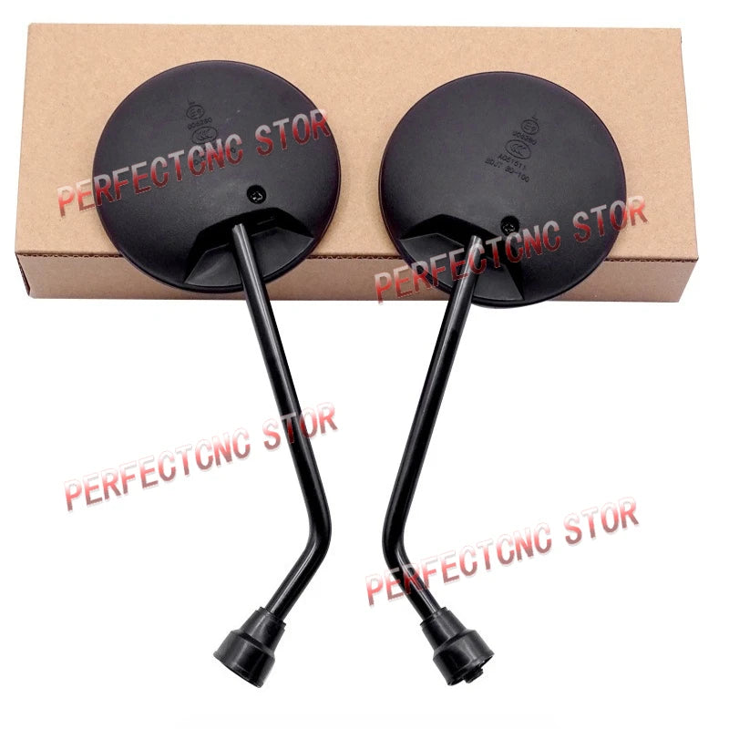 A Pair Black Motorcycle Scooter Mirrors Motorbike Rear View Mirror M8 M10 Round Oval Convex Mirror For Mountain Road Bike Moto