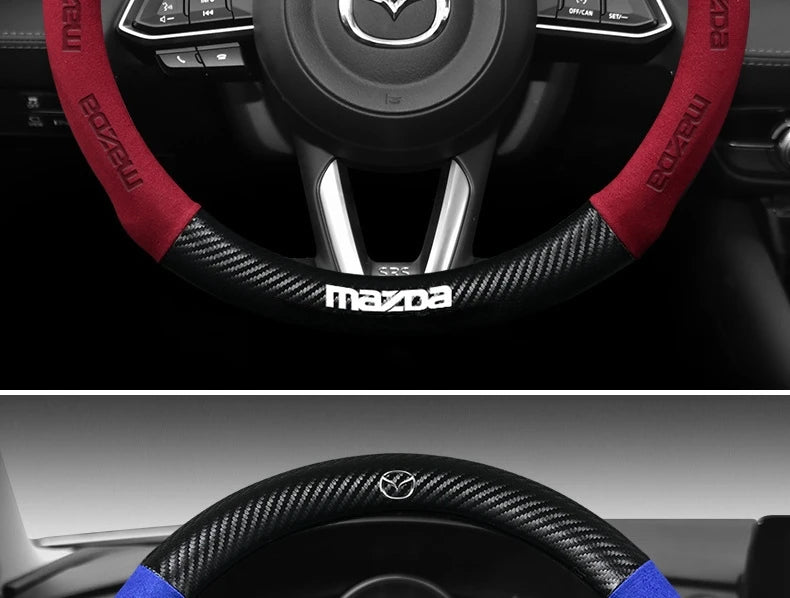 Funda para volante de Mazda – Piel genuina, fibra de carbono, para Axela, CX3, CX5, CX30, MX30