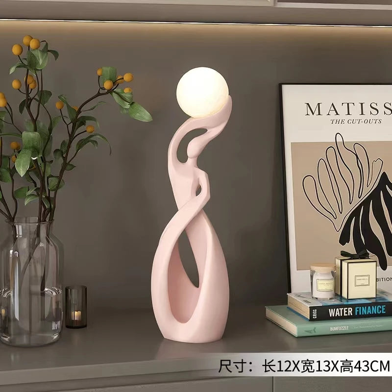 Home Decor Statue Abstract Art Ornaments Nordic Living Room Large Floor Luminous Sculpture Housewarming Gift Interior Figurines