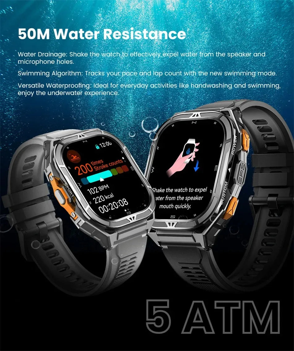 Men's GPS Smart Watch 1.96" AMOLED with Compass & Bluetooth Call