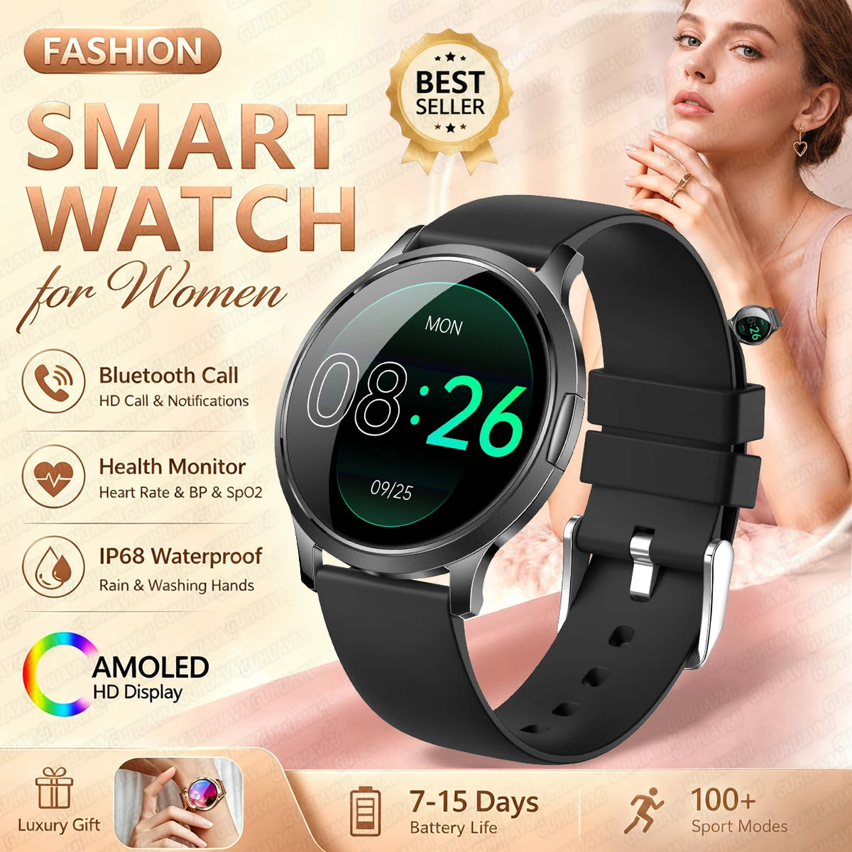1.32-Inch AMOLED Smartwatch with 100+ Sports Modes & Bluetooth Calling