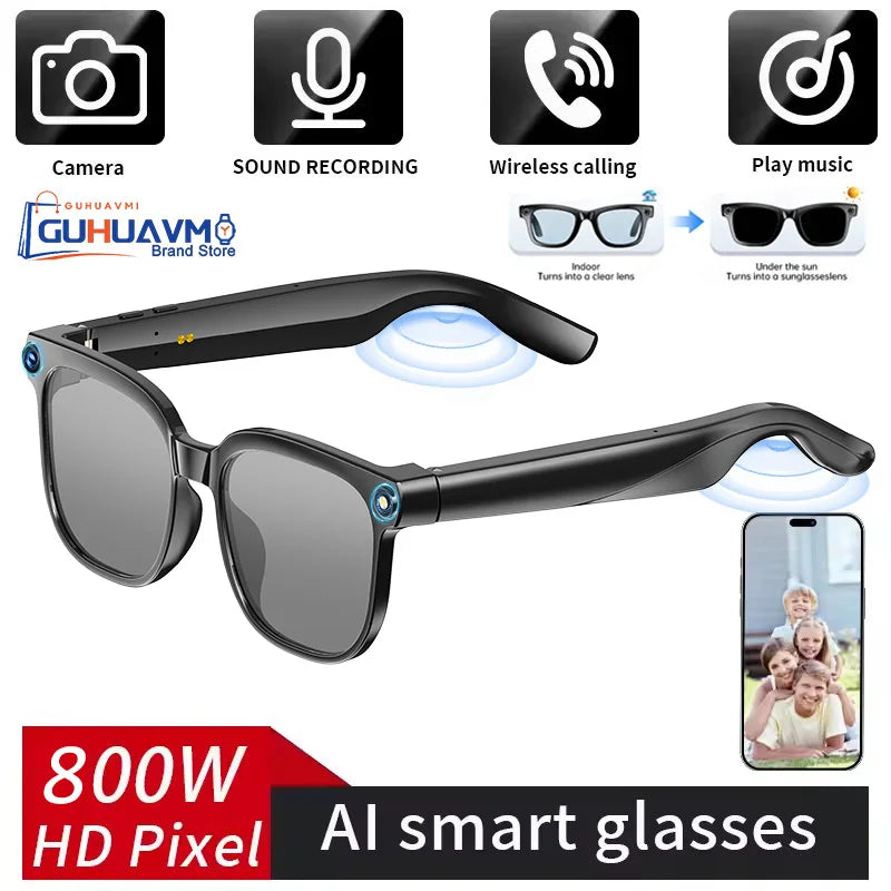 2026 New Smart AI Glasses with 8MP HD Camera 1080P Video Recording ChatGPT Integration Bluetooth Eyewear Business Travel Glasses