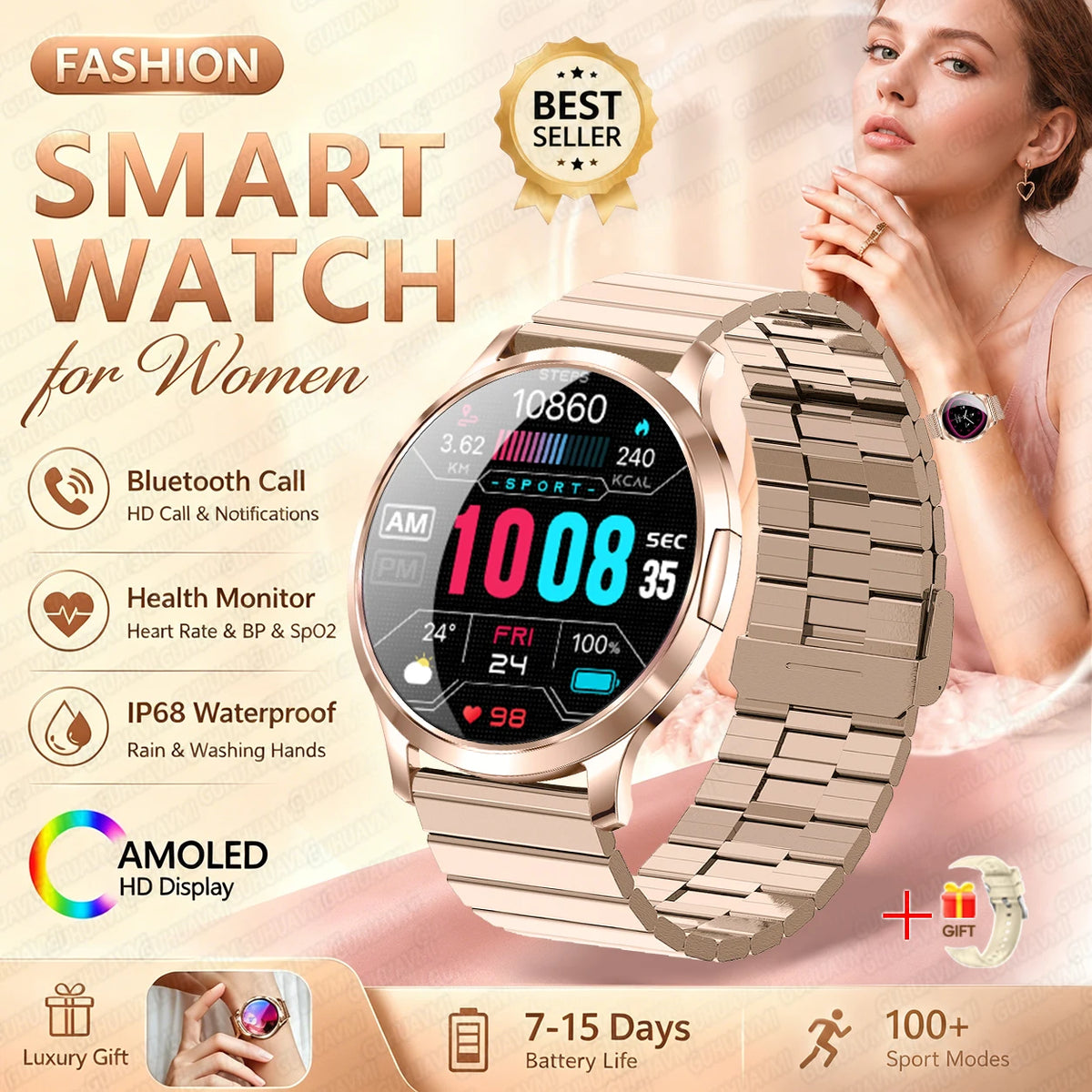 1.32-Inch AMOLED Smartwatch with 100+ Sports Modes & Bluetooth Calling