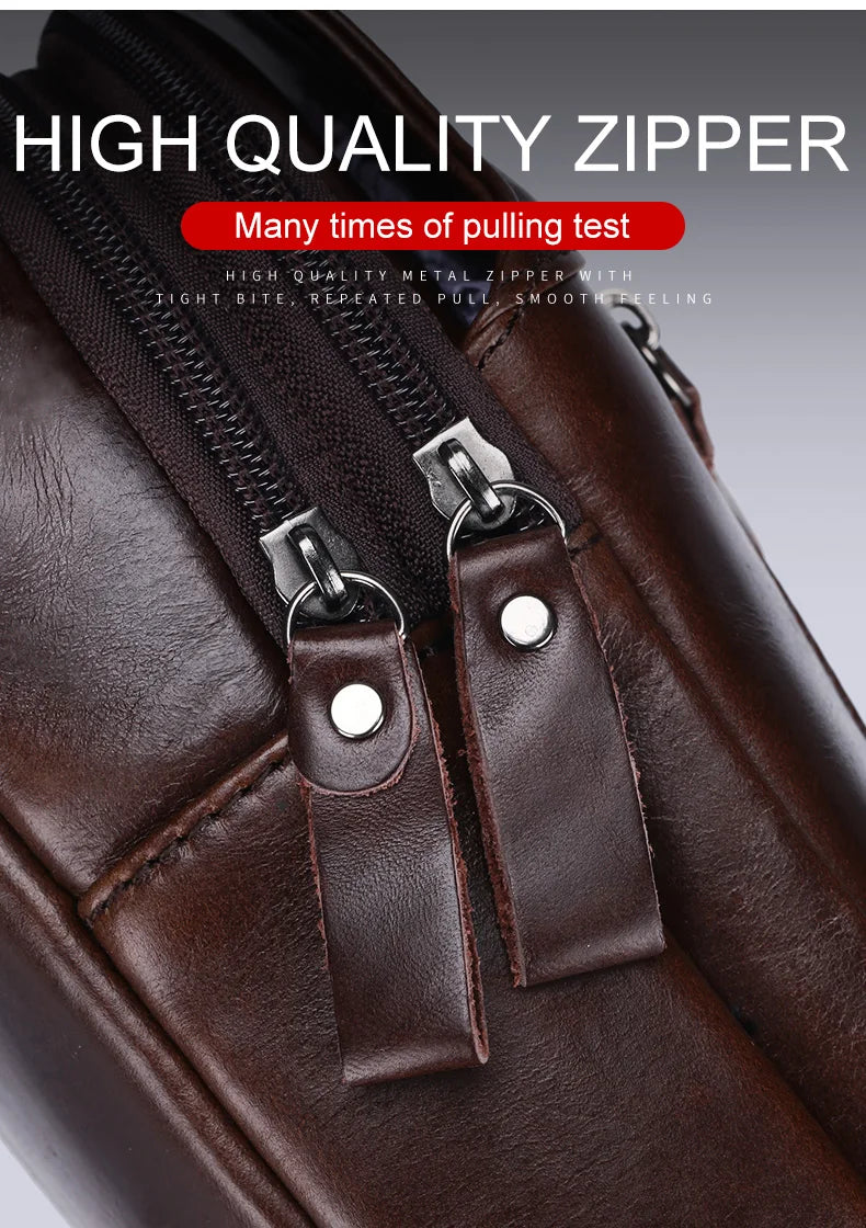 BULLCAPTAIN Men's Leather Chest Bag – Large Capacity Sling Messenger Bag XB-127