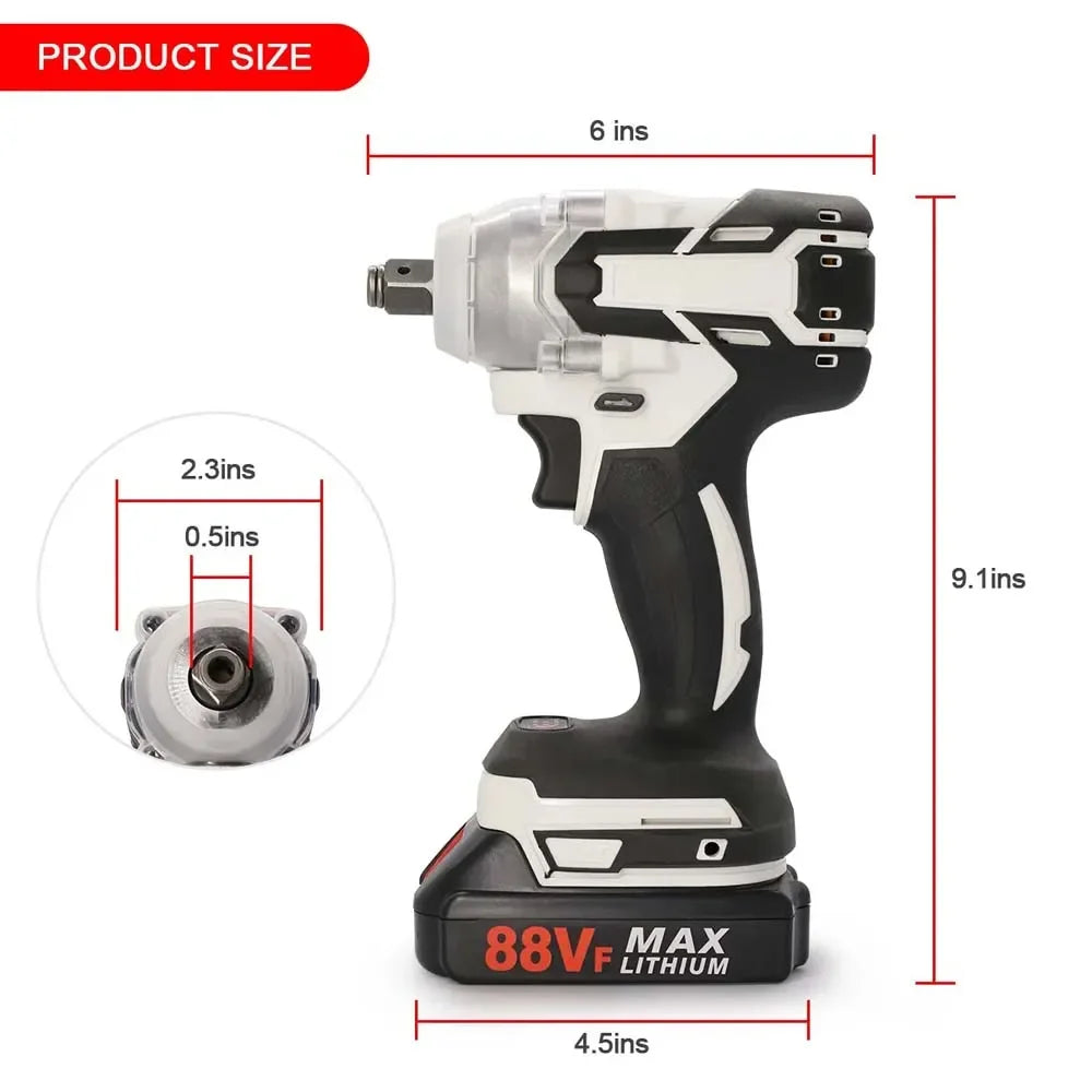 Cordless Electric Impact Wrench Set 380NM — Li-ion Battery High Power Driver with Toolbox