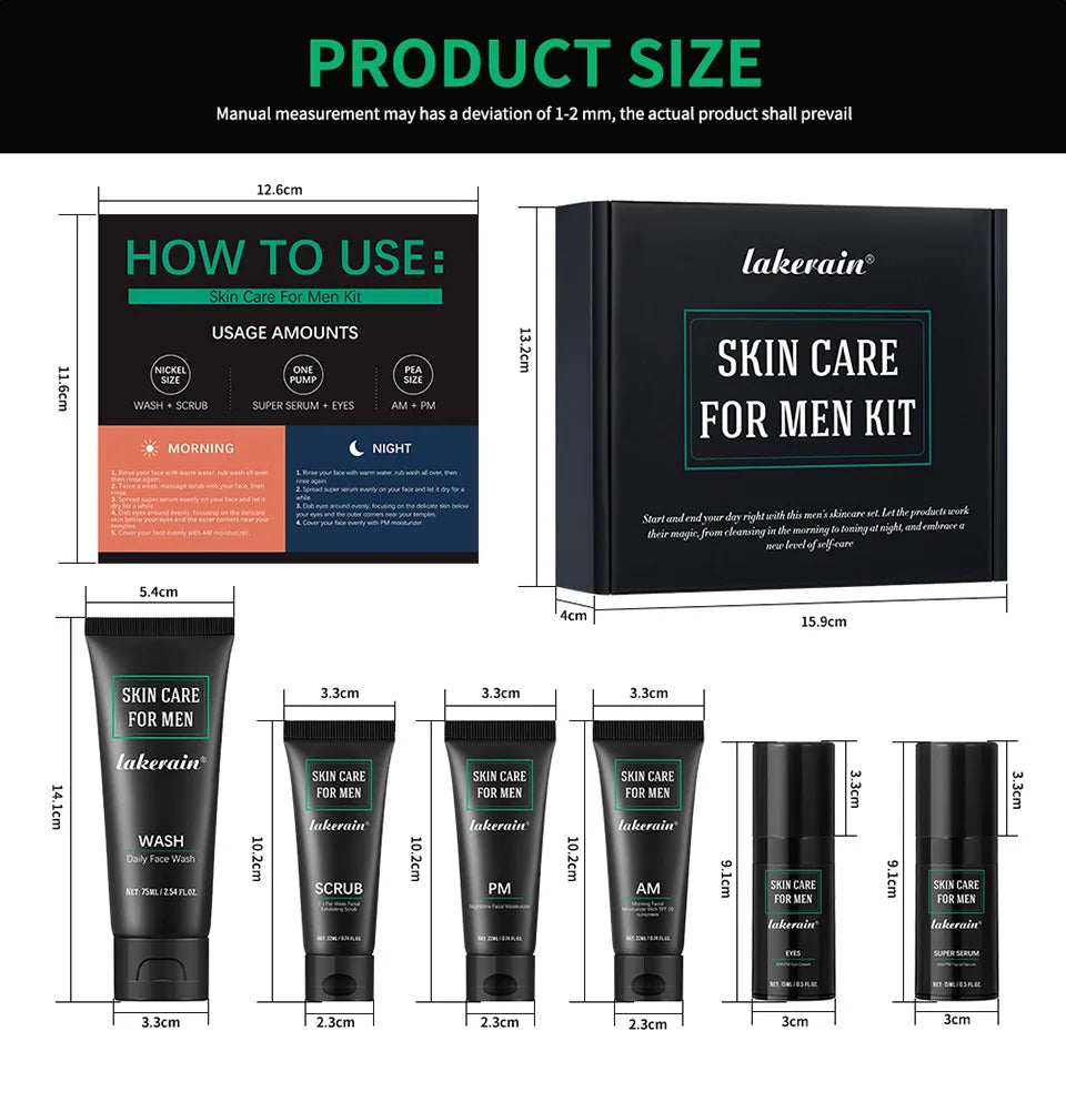 Men's Skin Care Kit – 3-in-1 Face Wash, Moisturiser & Eye Cream Daily Set