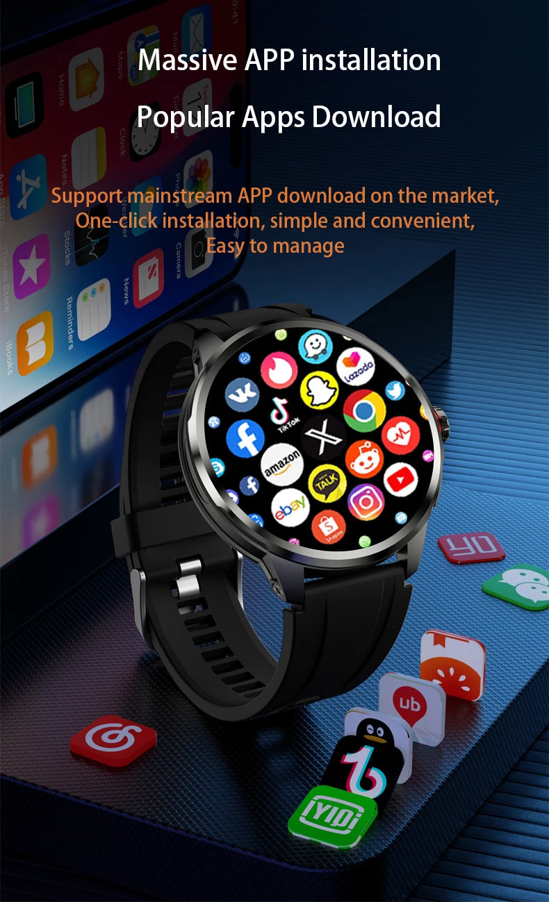 Original H99 Smart Watch Android Watches 1.95inch Amoled Screen Men's Smartwatch With 8MP Rotating Camera GPS WIFI Sim Card Slot
