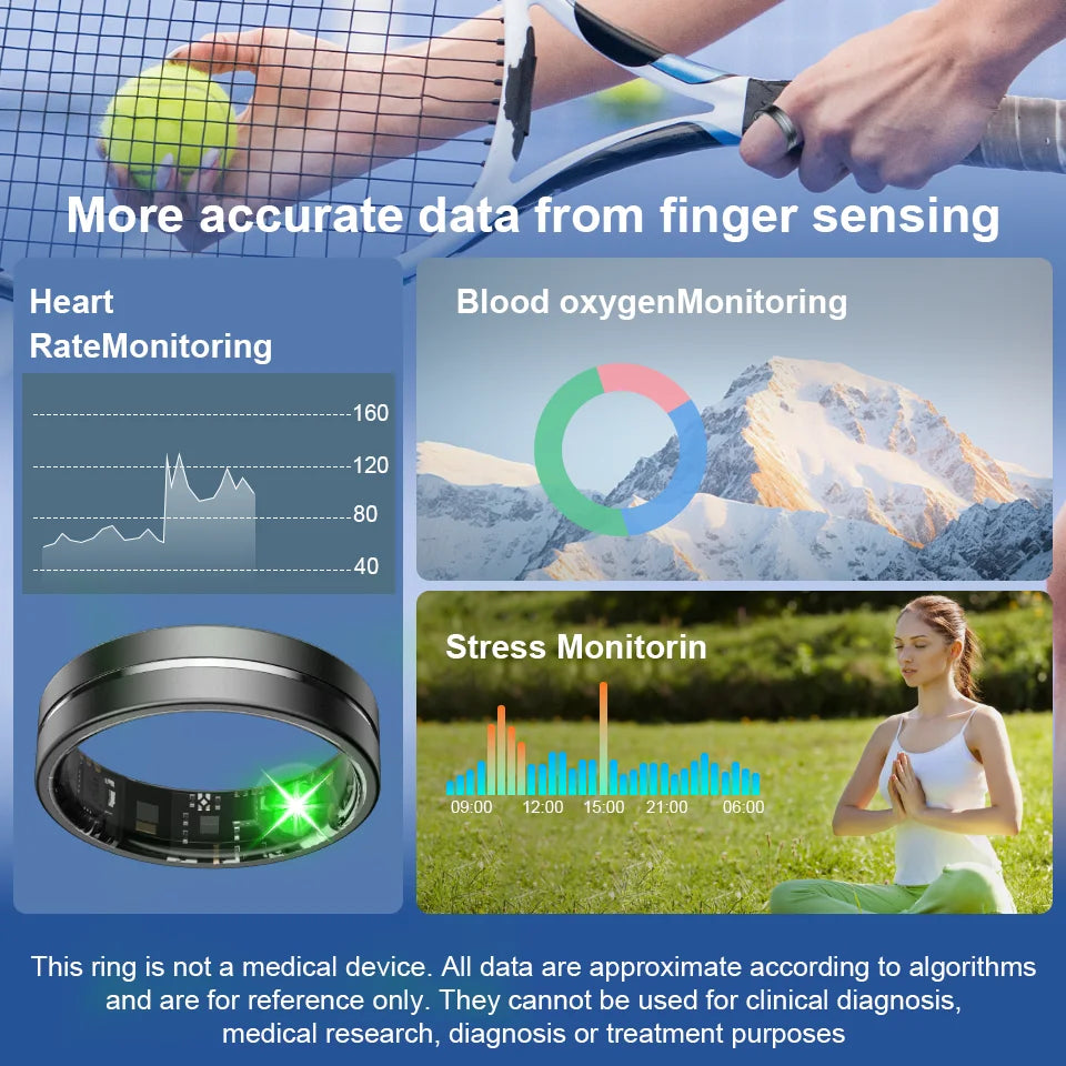 Smart Health Ring 5ATM Waterproof – Heart Rate, Blood Oxygen & Sleep Tracker
