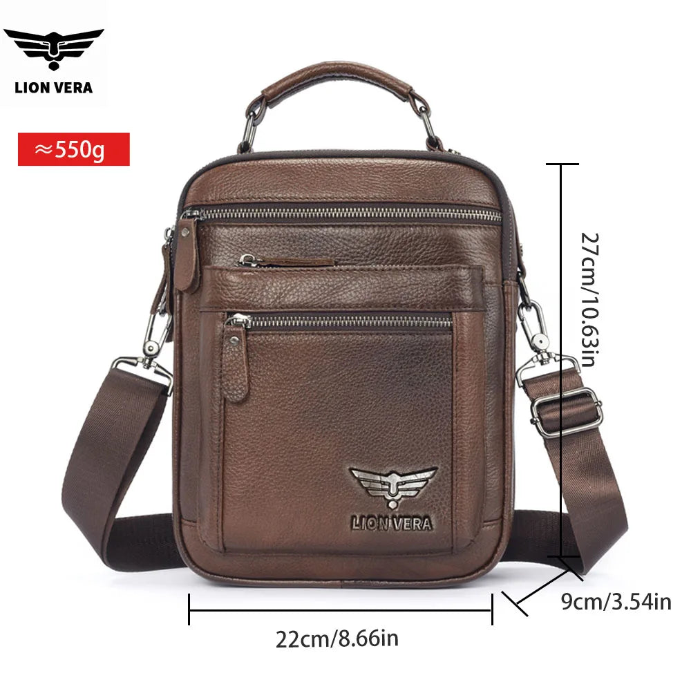 Men's Genuine Leather Shoulder Bag – Large Capacity Business Crossbody