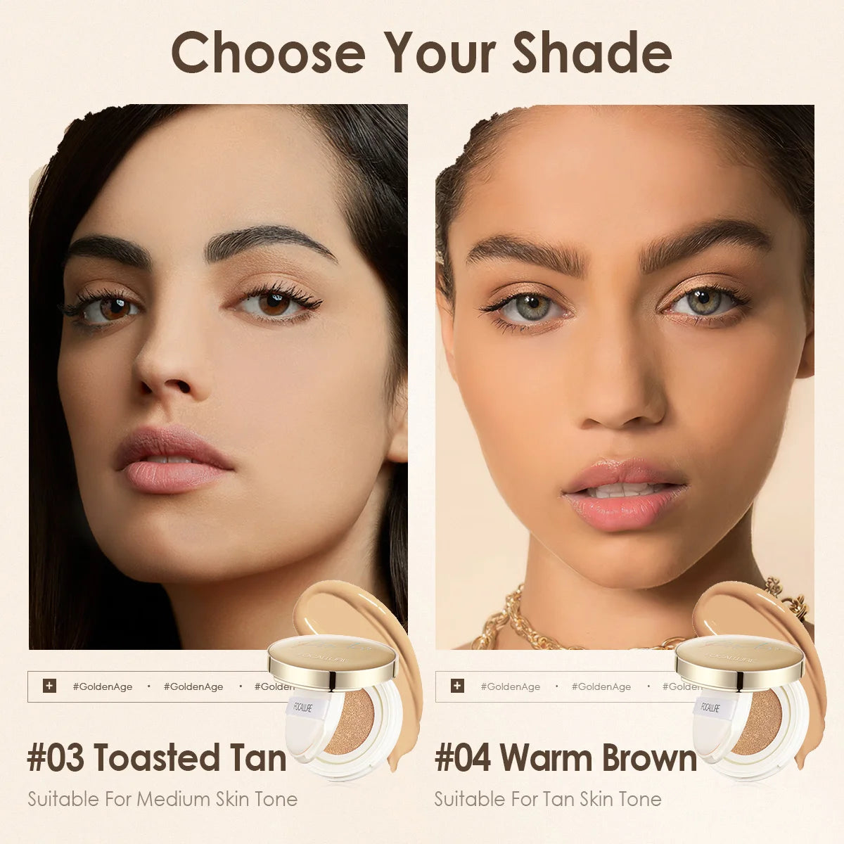 FOCALLURE Foundation Air Cushion Waterproof Matte Base Poreless High Coverage Face Cream Nutritious Smooth Foundation Makeup