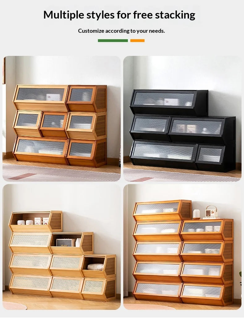 Modern Storage Cabinet Bookcase – Display Dresser with Adjustable Shelves & Doors