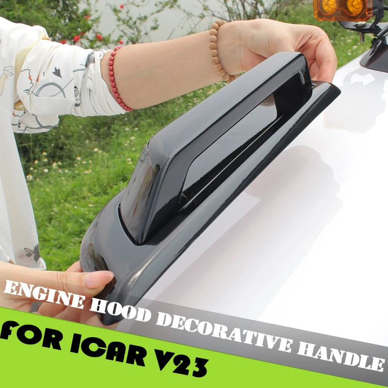 Car Rainforest Line Hood Handle Fit for Chery ICAR V23 Modified Auto Hood Decoration Handle Car Exterior Accessories