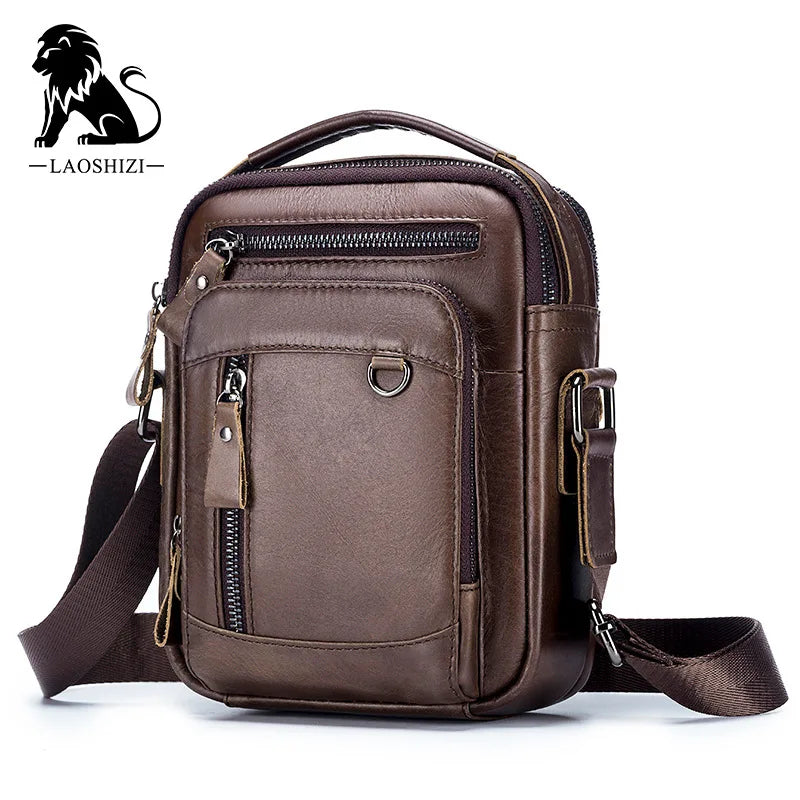 Men's 100% Genuine Leather Shoulder Bag – Compact Crossbody Handbag