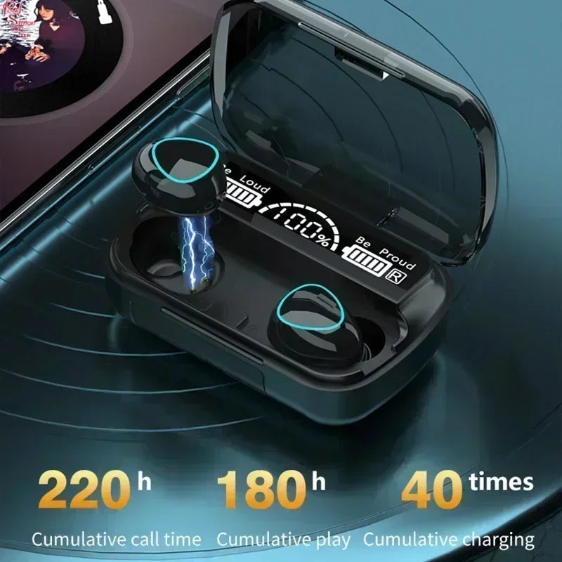 M10 Bluetooth Earphones HiFi Stereo Wireless Earbuds with LED Display
