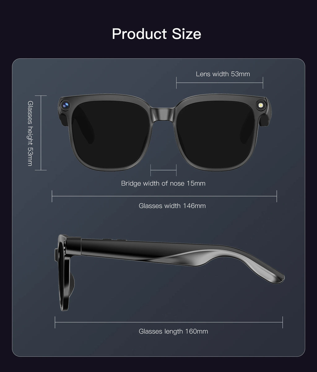 2026 New Smart AI Glasses with 8MP HD Camera 1080P Video Recording ChatGPT Integration Bluetooth Eyewear Business Travel Glasses