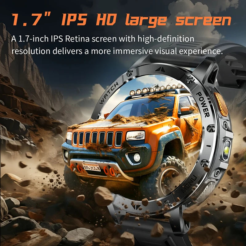 1.7-Inch IPS Smartwatch with Bluetooth Calls, SOS & 120+ Sports Modes