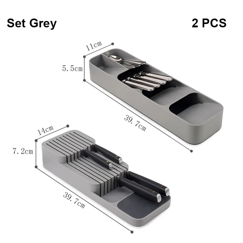 Kitchen Drawer Knife And Fork Partition Storage Box Tray Tableware Spoon Box Soup Spoon Chopsticks Separation Household Shelving
