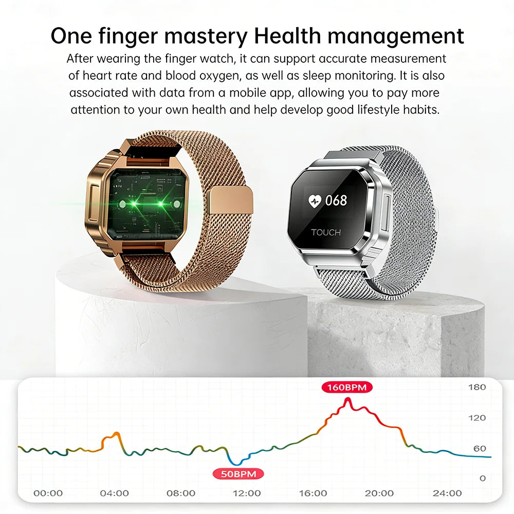 2026 New Smart Watch Ring 0.49" OLED Screen, Heart Rate Blood Oxygen Sleep Health Monitoring, 5ATM Waterproof, Multiple Sport