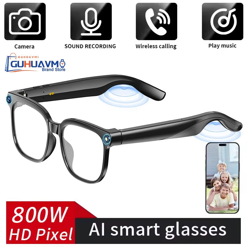 2026 New Smart AI Glasses with 8MP HD Camera 1080P Video Recording ChatGPT Integration Bluetooth Eyewear Business Travel Glasses