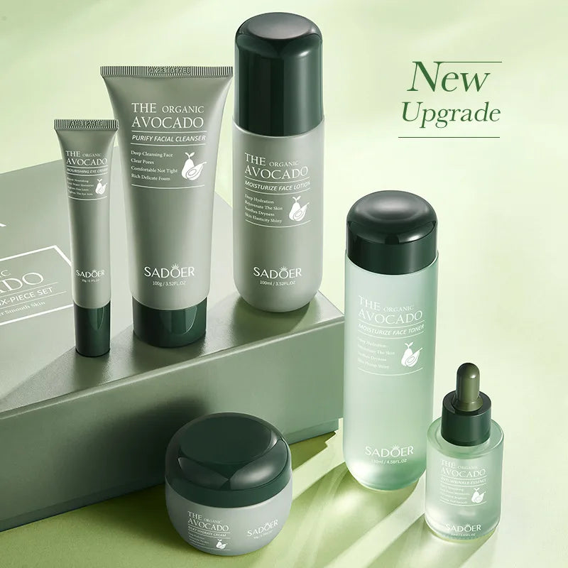 SADOER Avocado Skin Care Set 6pcs – Cleansing, Hydrating & Pore Purifying Kit