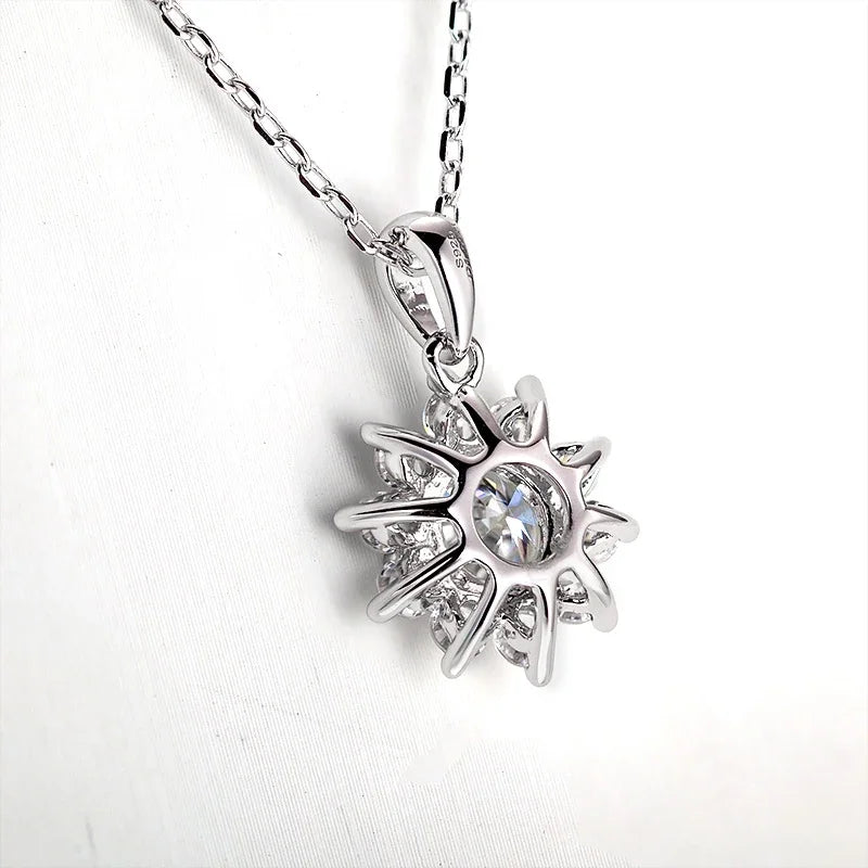 925 Silver Necklace With Real D Color Moissanite 1 Carat Round Shape best gift wedding jewelry