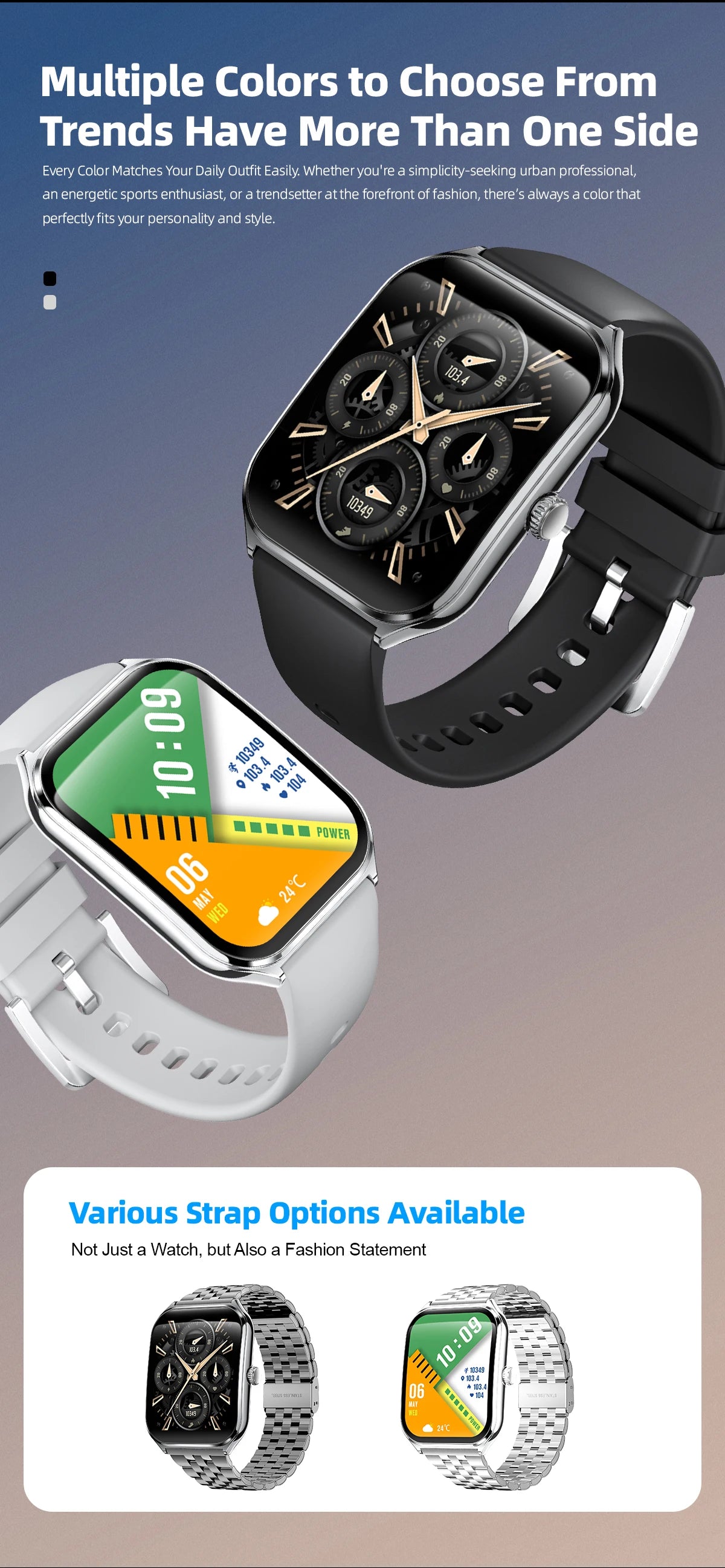 1.96-Inch AMOLED Smartwatch with Bluetooth Calling – Always-On Display