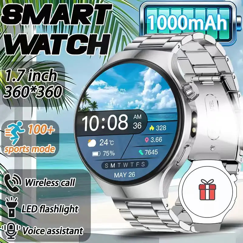 New Men's Smart Watch ,Health Monitor ,Bluetooth Call ,1000mAh Battery large battery,LED Flashlight ,100+Sport Mode Smart Watch