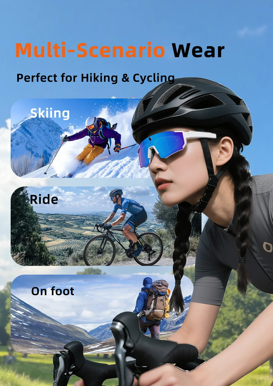 2026 New Smart Glasses Men 800W HD Photo Video Bluetooth Call Translation Anti Glare Running Baseball Sunglasses Cycling Glasses
