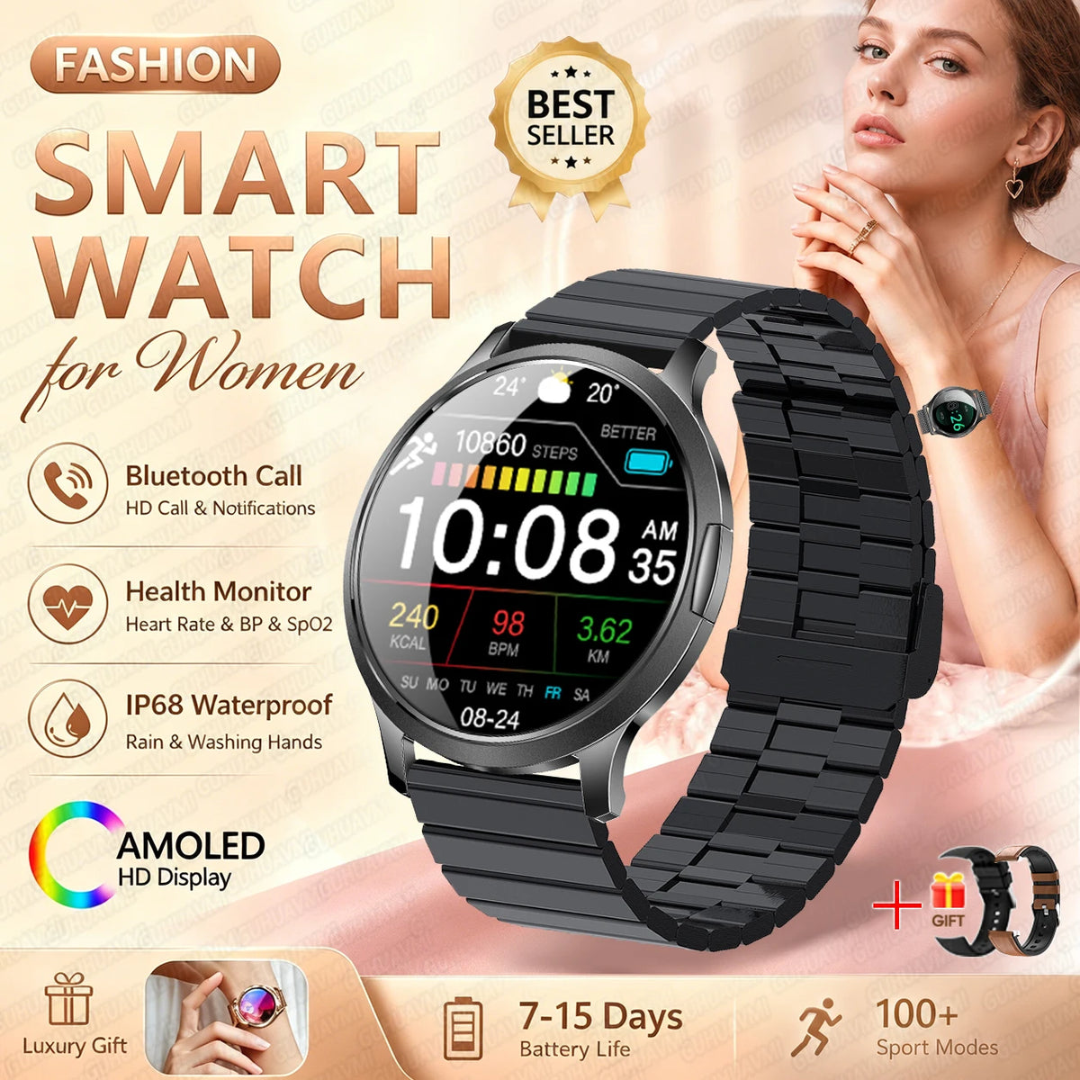 1.32-Inch AMOLED Smartwatch with 100+ Sports Modes & Bluetooth Calling