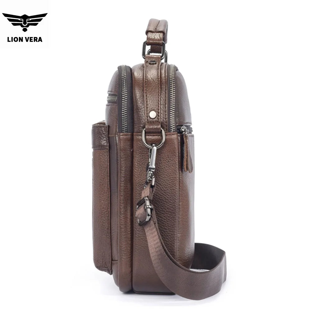 Men's Genuine Leather Shoulder Bag – Large Capacity Business Crossbody