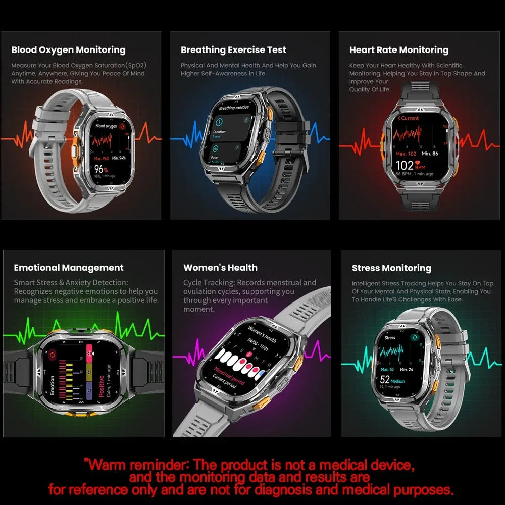 Men's GPS Smart Watch 1.96" AMOLED with Compass & Bluetooth Call
