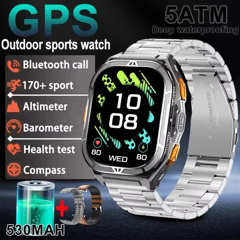 Men's GPS Smart Watch 1.96" AMOLED with Compass & Bluetooth Call