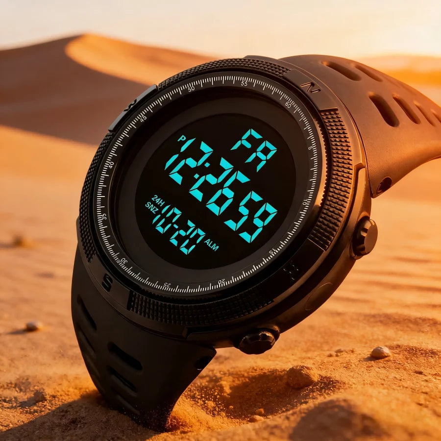 Men's Sport Digital Watch, Big Dial Luminous Waterproof Military Electronic Wristwatch