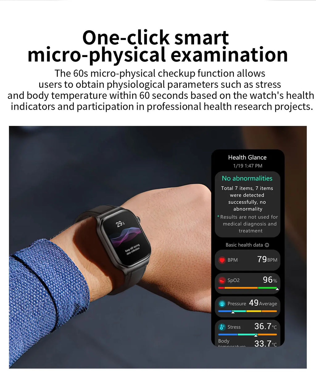 AMOLED Health Smartwatch with ECG, Blood Oxygen, Blood Pressure & Body Fat Tracking