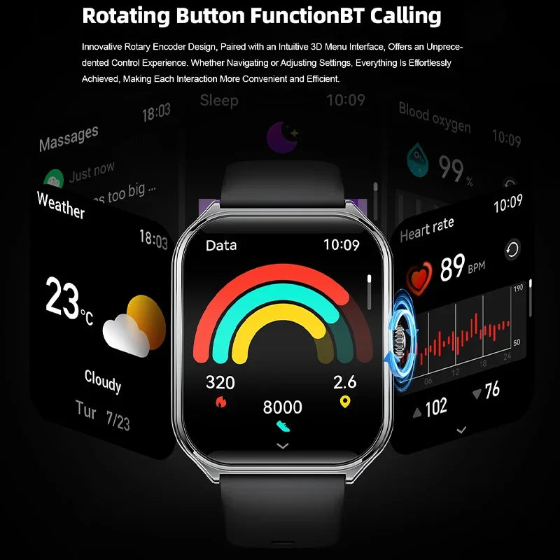 1.96-Inch AMOLED Smartwatch with Bluetooth Calling – Always-On Display