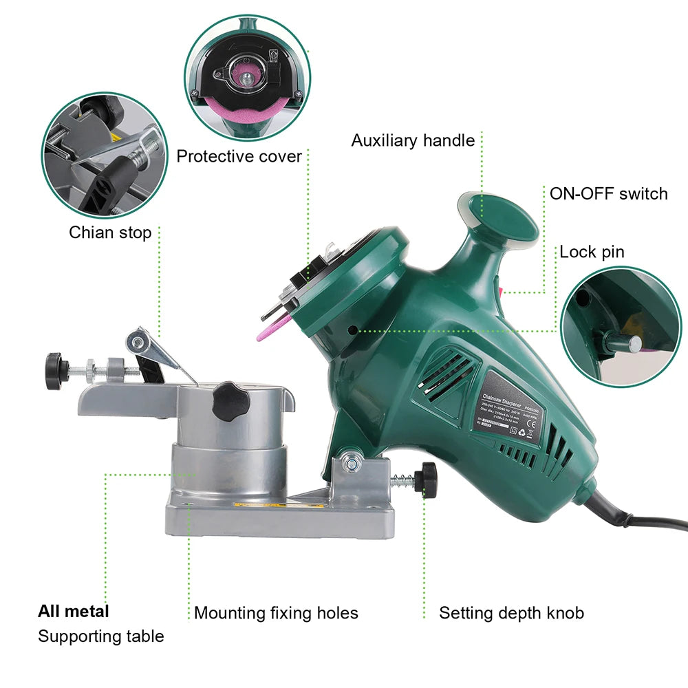 POSENPRO 250W Electric Chainsaw Sharpener — Portable 4" Power Sharpener for Saw Chains & Garden Tools