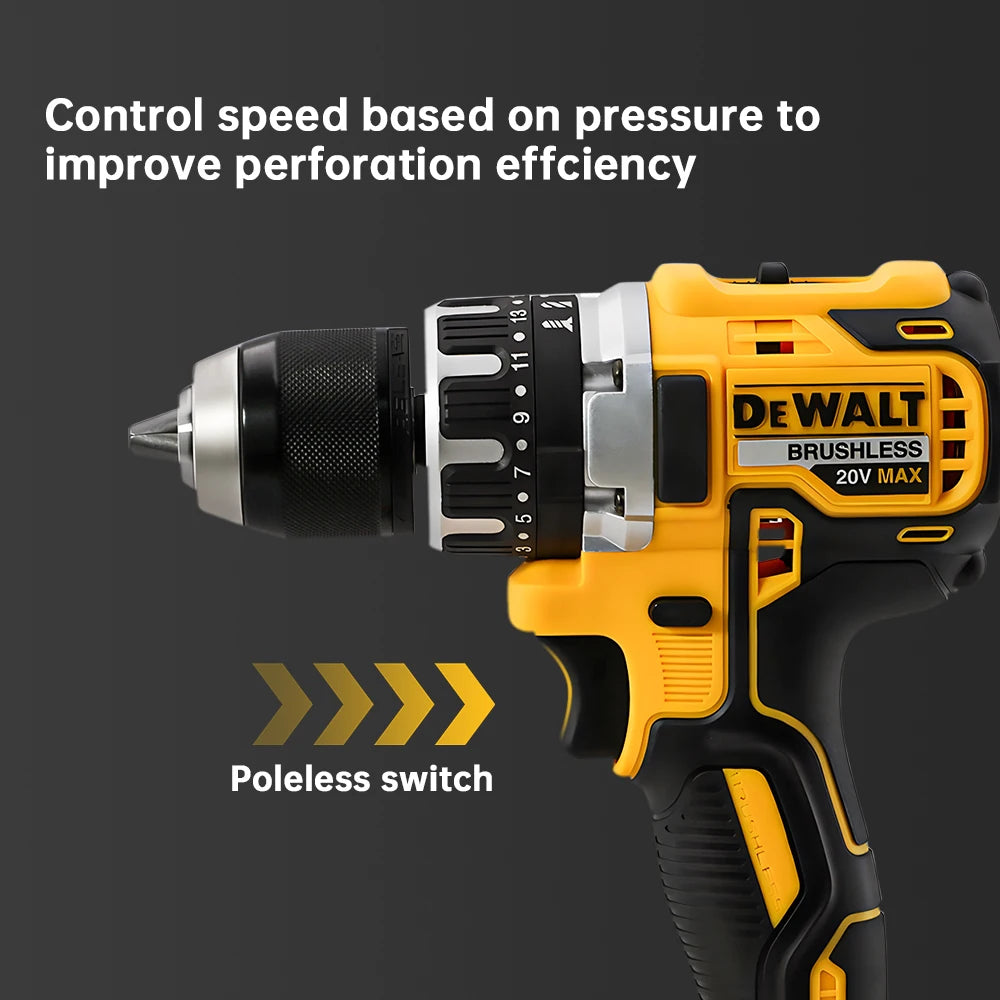 DEWALT DCD796 Compact Cordless Brushless Impact Drill — LED Light 20V Multi-Function Power Tool