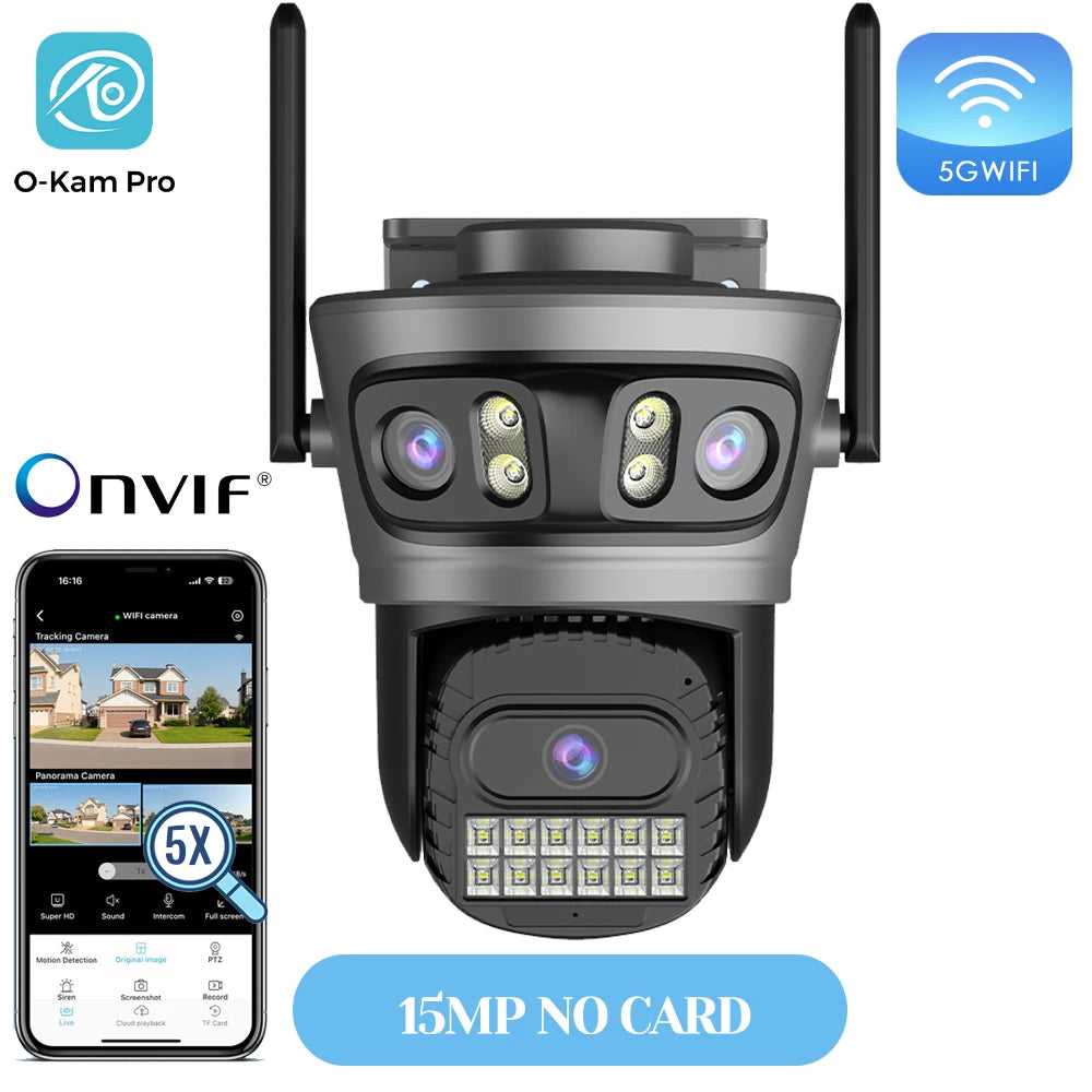 15MP PTZ IP Security Camera, 30x Optical Zoom Outdoor WiFi with Auto Tracking