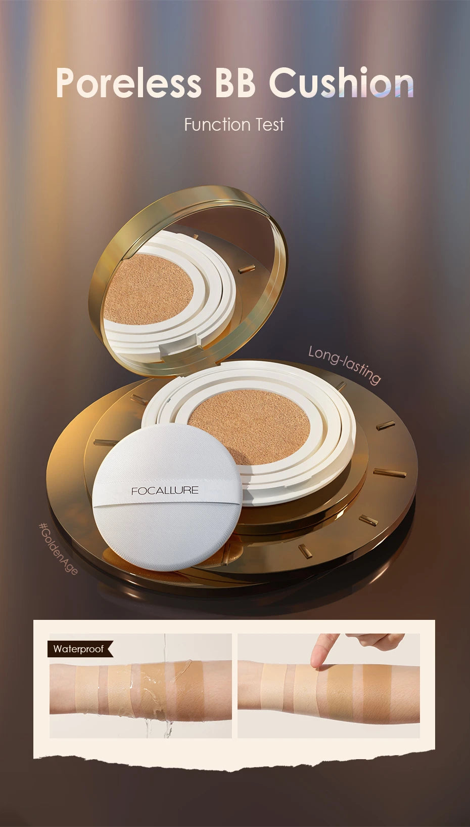 FOCALLURE Foundation Air Cushion Waterproof Matte Base Poreless High Coverage Face Cream Nutritious Smooth Foundation Makeup