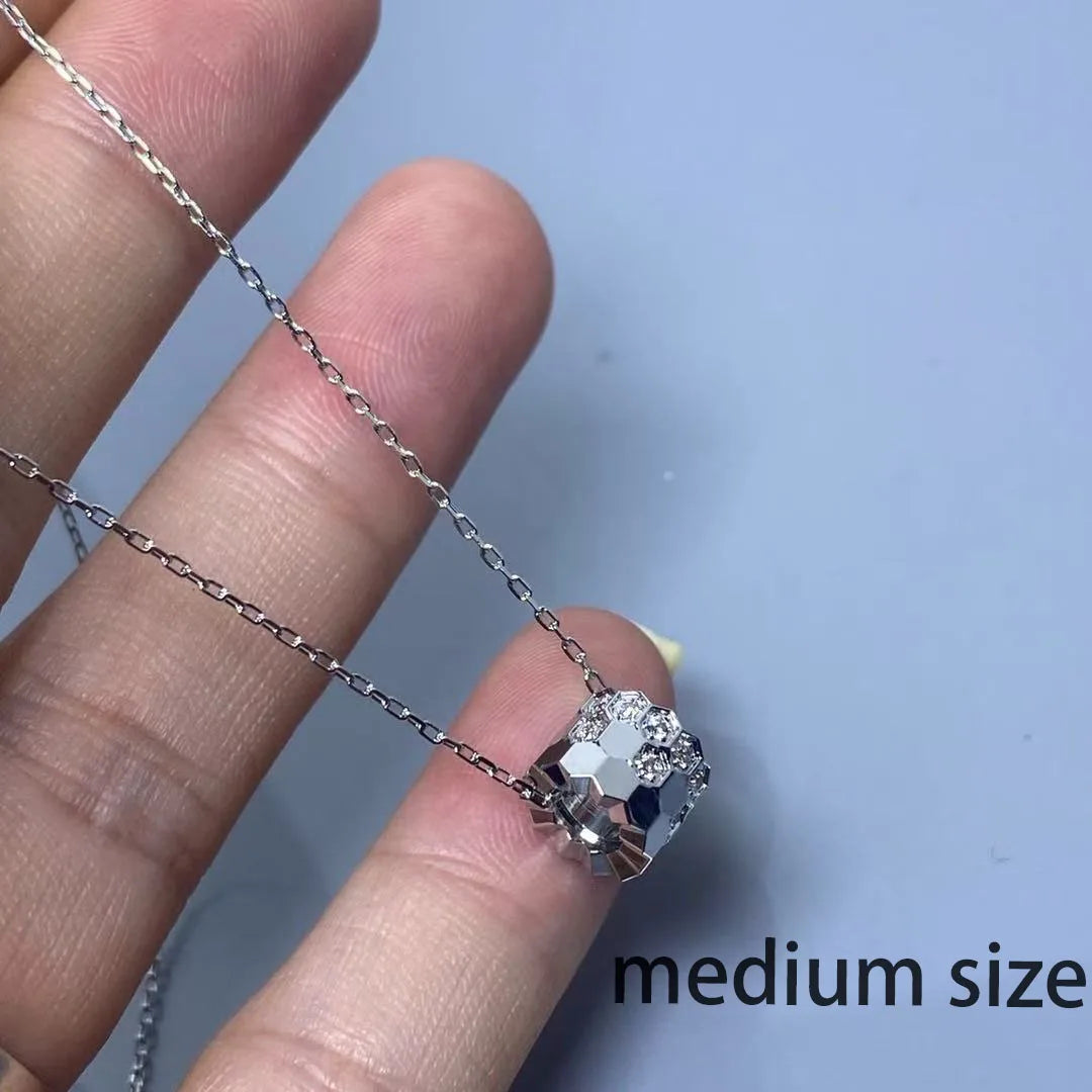 Honeycomb Design S925 Pure Silver Necklace With Diamond inlay, luxurious and Exquisite Women's Fashion Jewelry, Wedding Gift