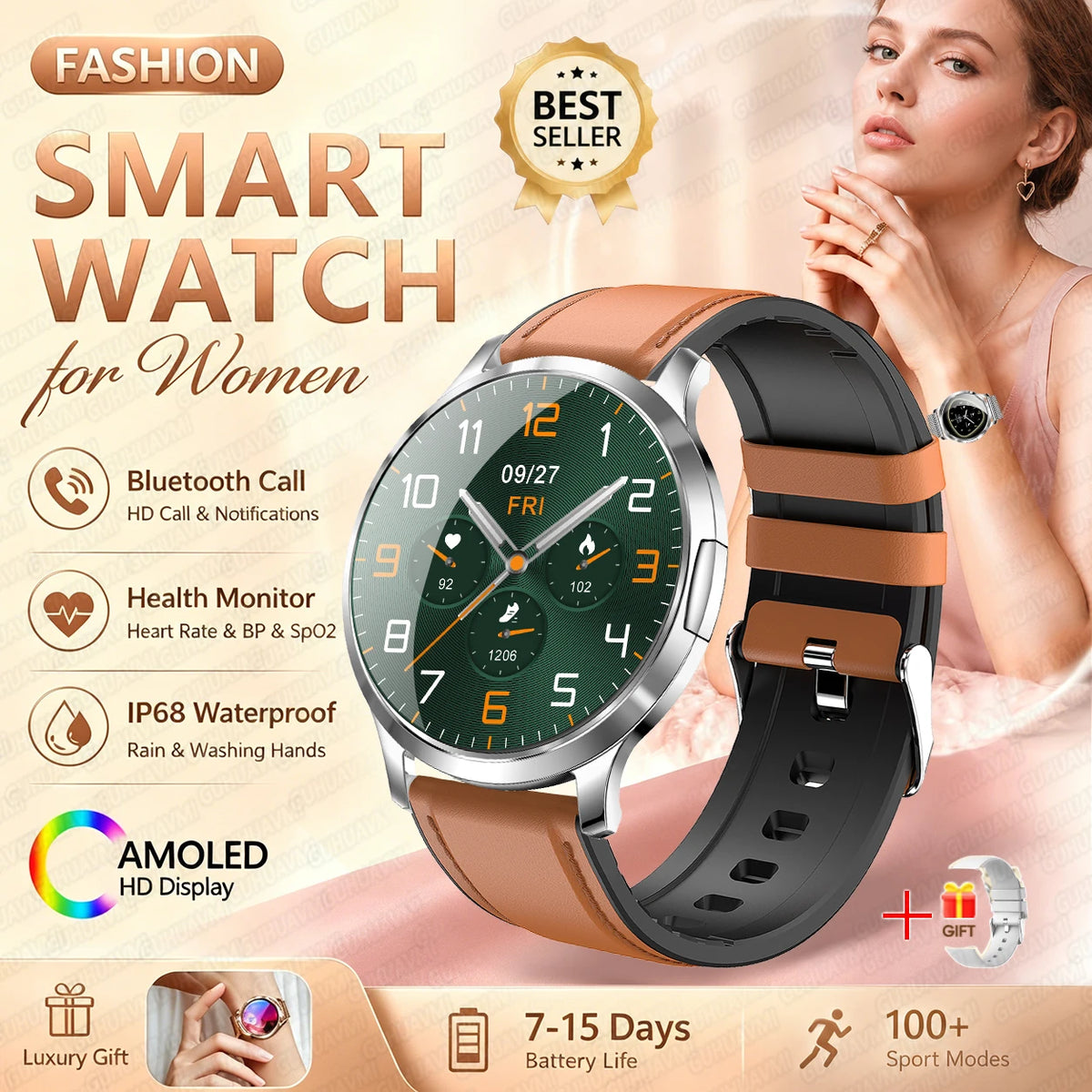 1.32-Inch AMOLED Smartwatch with 100+ Sports Modes & Bluetooth Calling