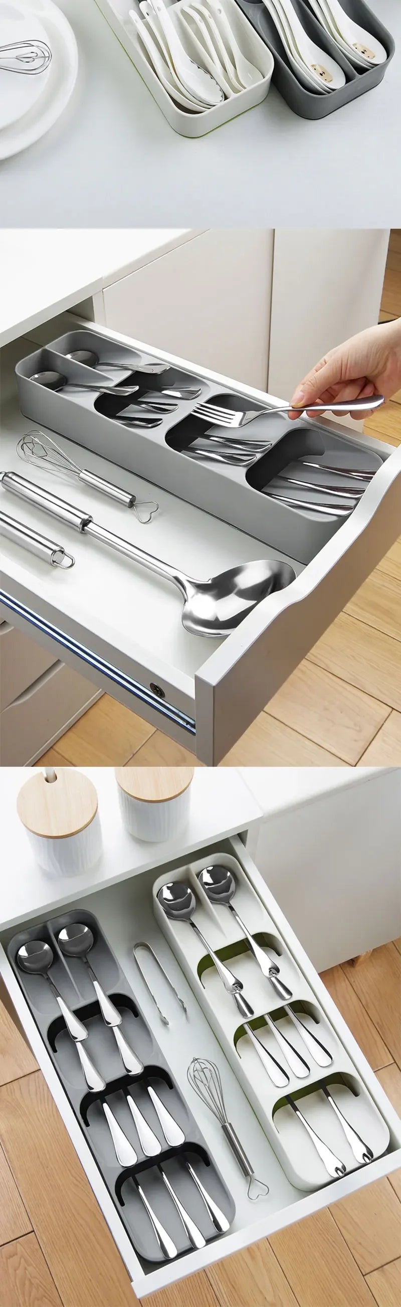 Kitchen Drawer Knife And Fork Partition Storage Box Tray Tableware Spoon Box Soup Spoon Chopsticks Separation Household Shelving