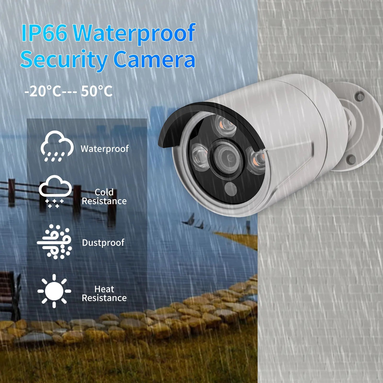 AZISHN 4K 8MP POE Outdoor IP Security Camera, H.265, Waterproof Bullet CCTV